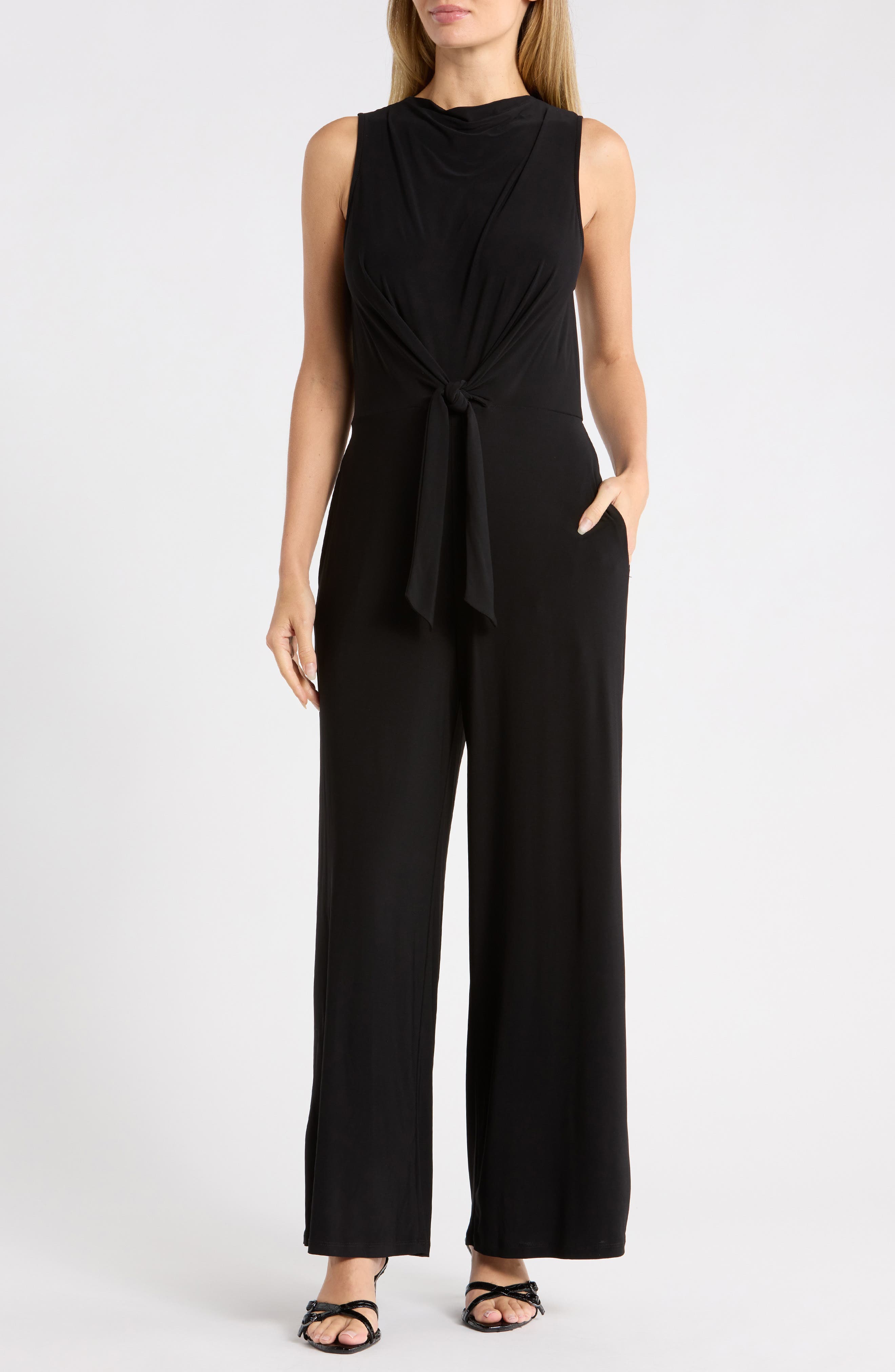Sleeveless Tie Front Jumpsuit