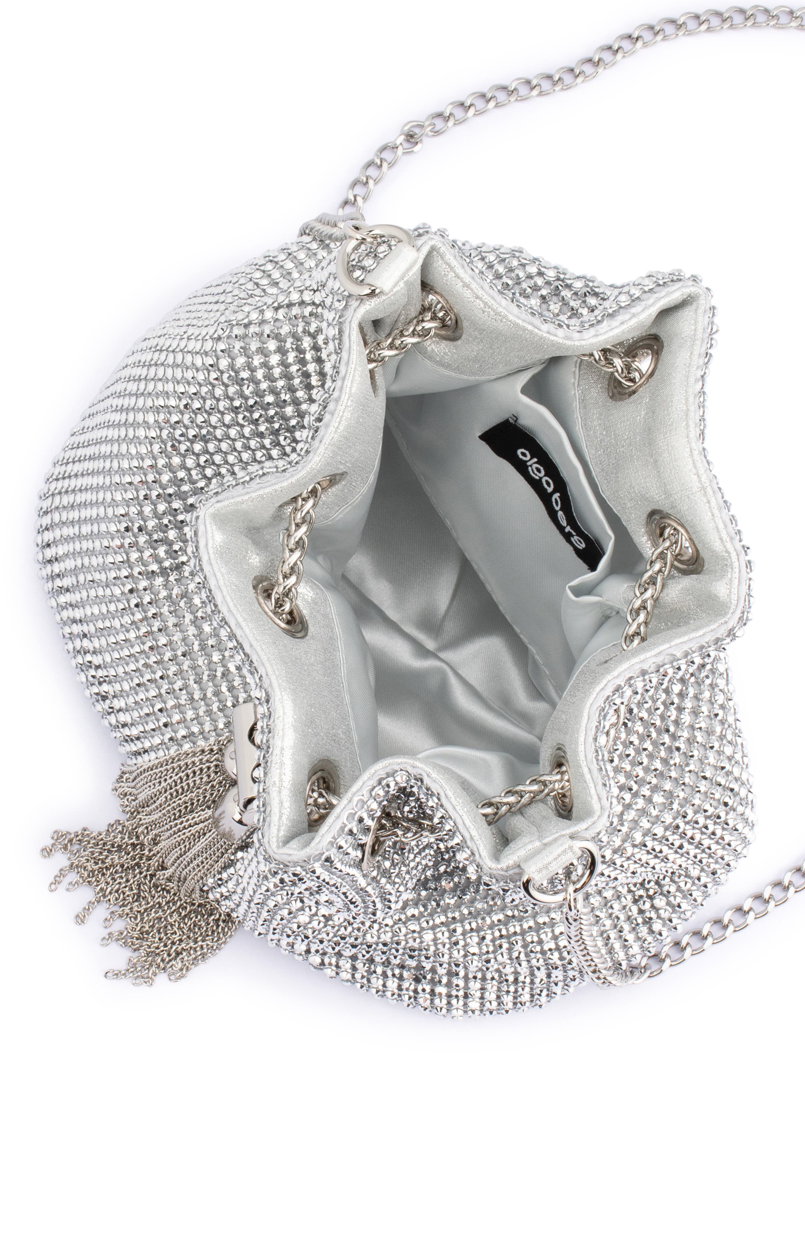 Olga Berg Miranda Drawstring Bucket Bag, Alternate, color, Silver