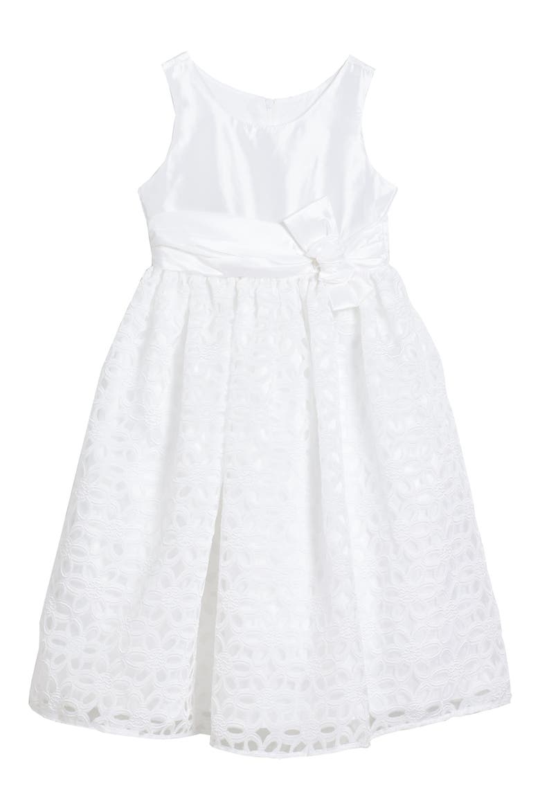 Floral Burnout Fit & Flare Dress, Main, color, WHITE