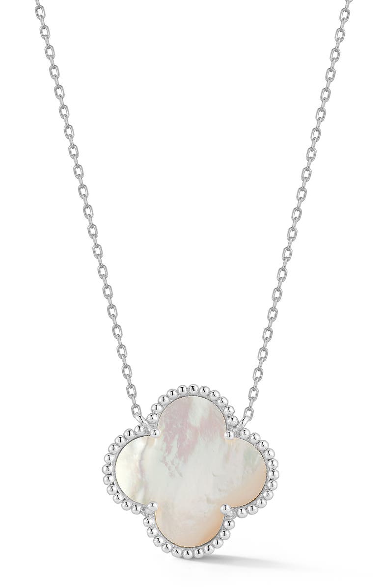 CHLOE AND MADISON Mother-of-Pearl Clover Necklace, Main, color, Silver