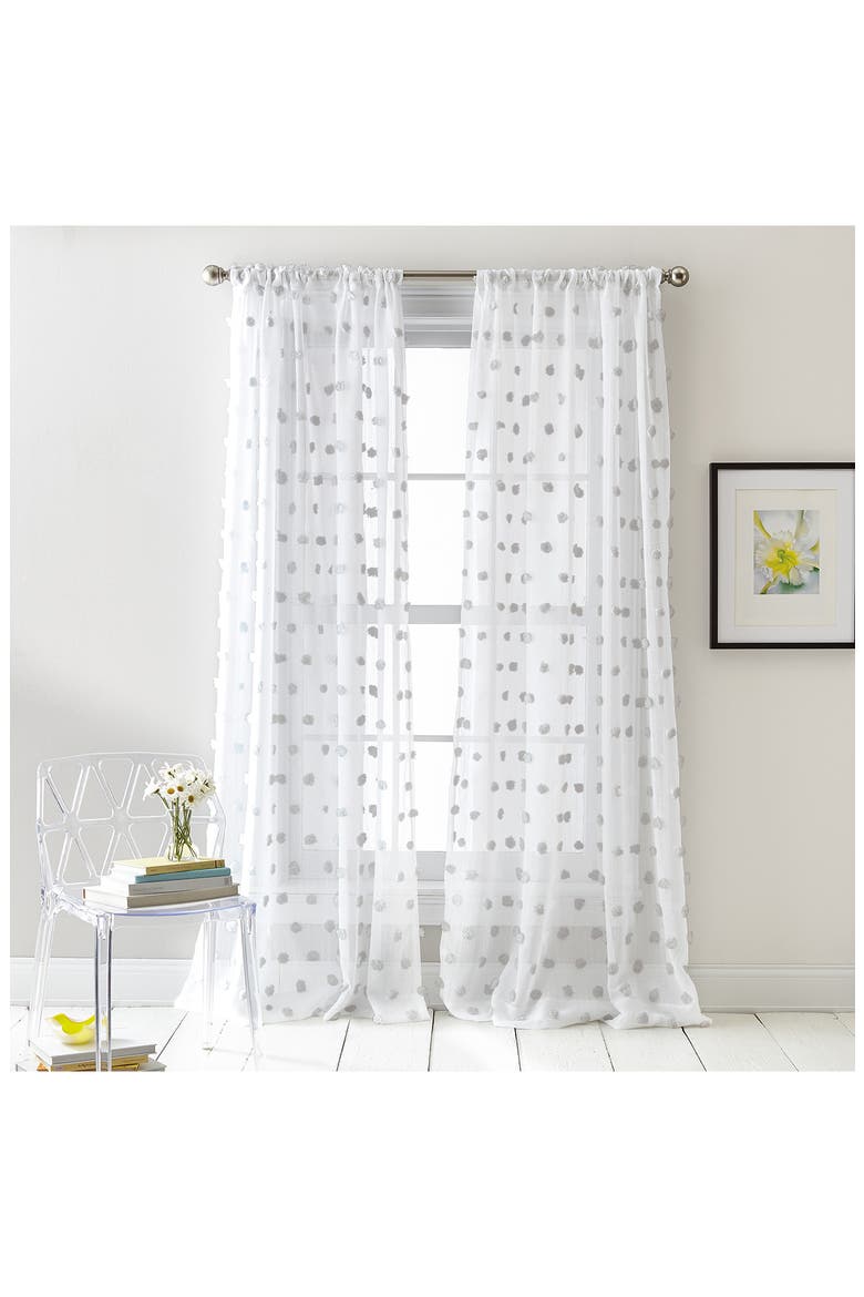 Ella Floral Print Set of 2 Poletop Curtain Panels, Alternate, color, GREY