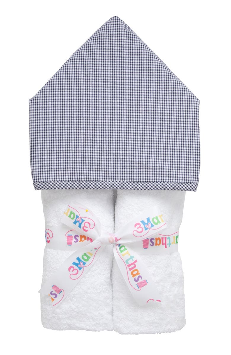 3 Marthas Small Check Everykid Towel, Main, color, Navy