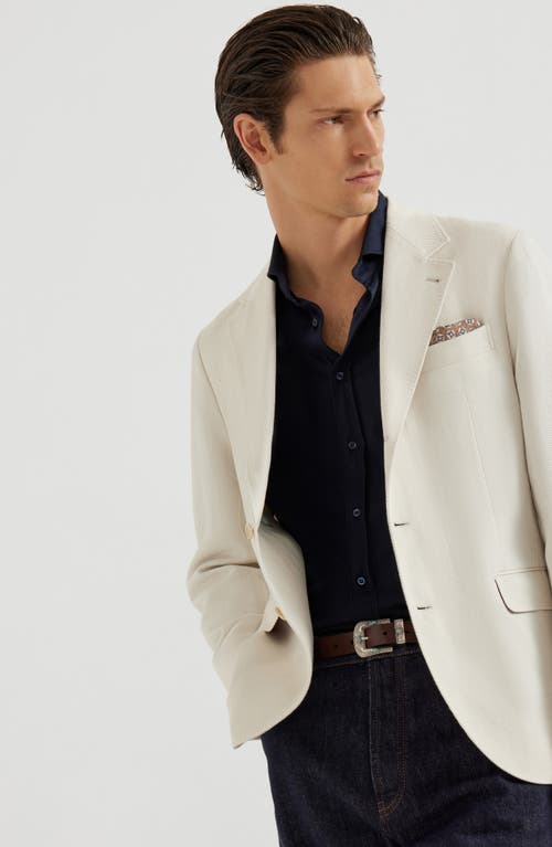 Brunello Cucinelli Patterned-jacquard Long-sleeve Shirt In Blue