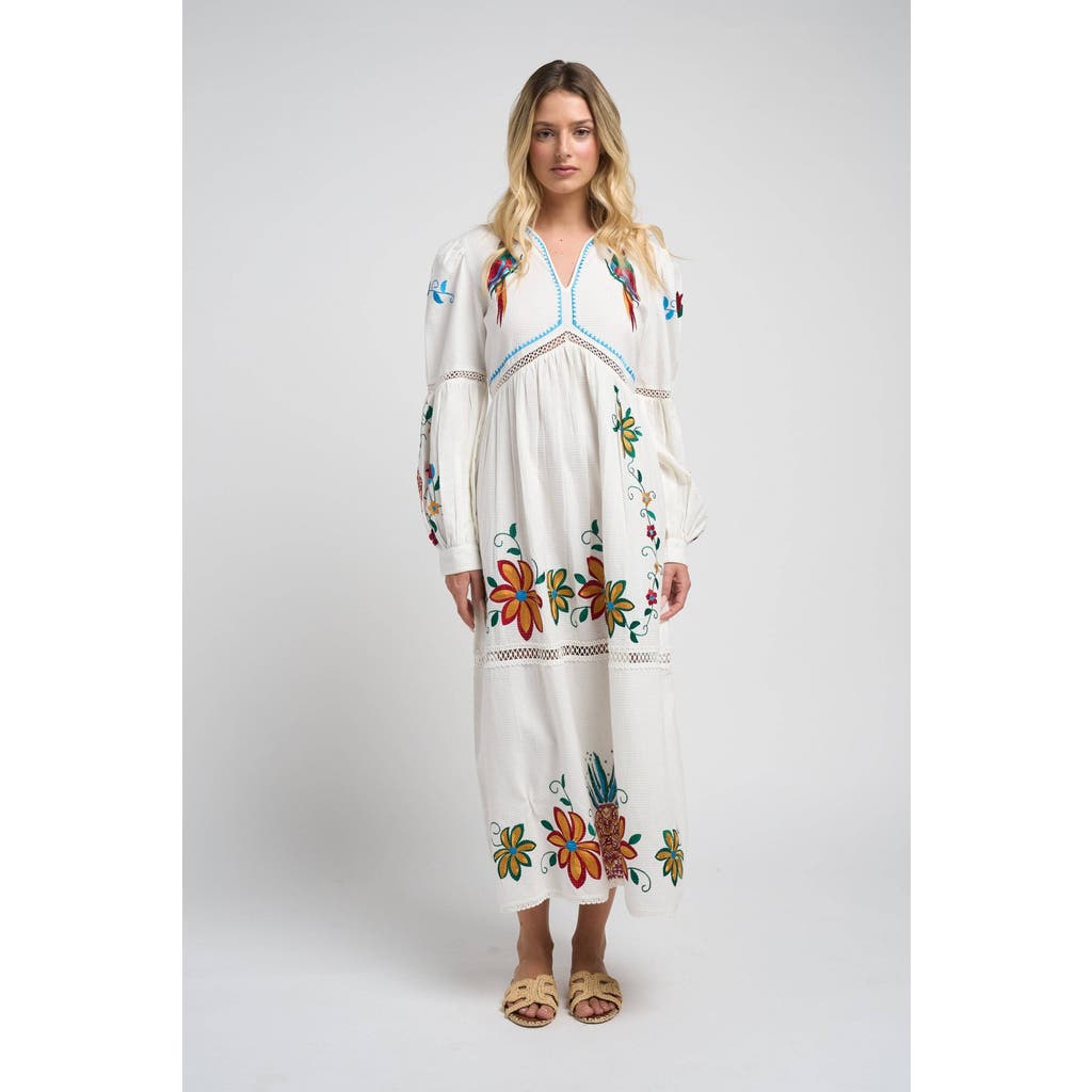 Guadalupe Design Sofia Parrot Dress In White