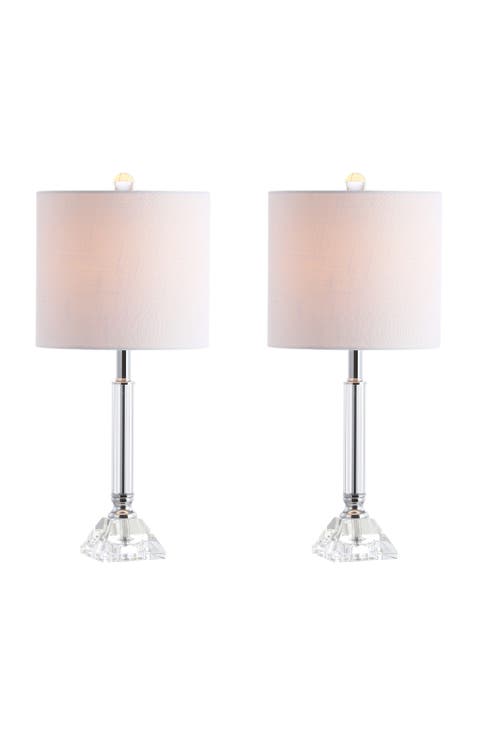Dana 19.5" Crystal Column/Metal LED Table Lamp, Clear