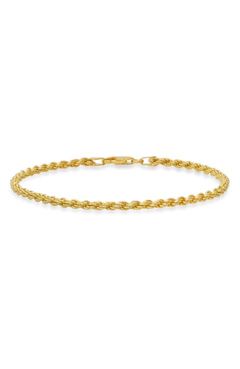 Men's Sterling Silver Italian Rope Chain Bracelet