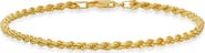 Queen Jewels Men's Sterling Silver Italian Rope Chain Bracelet