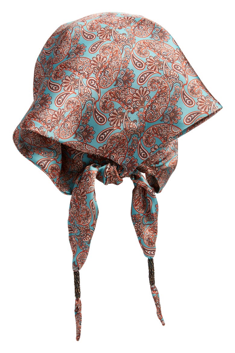 Paisley Printed Square Scarf, Alternate, color, TEAL- BROWN PAISLEY