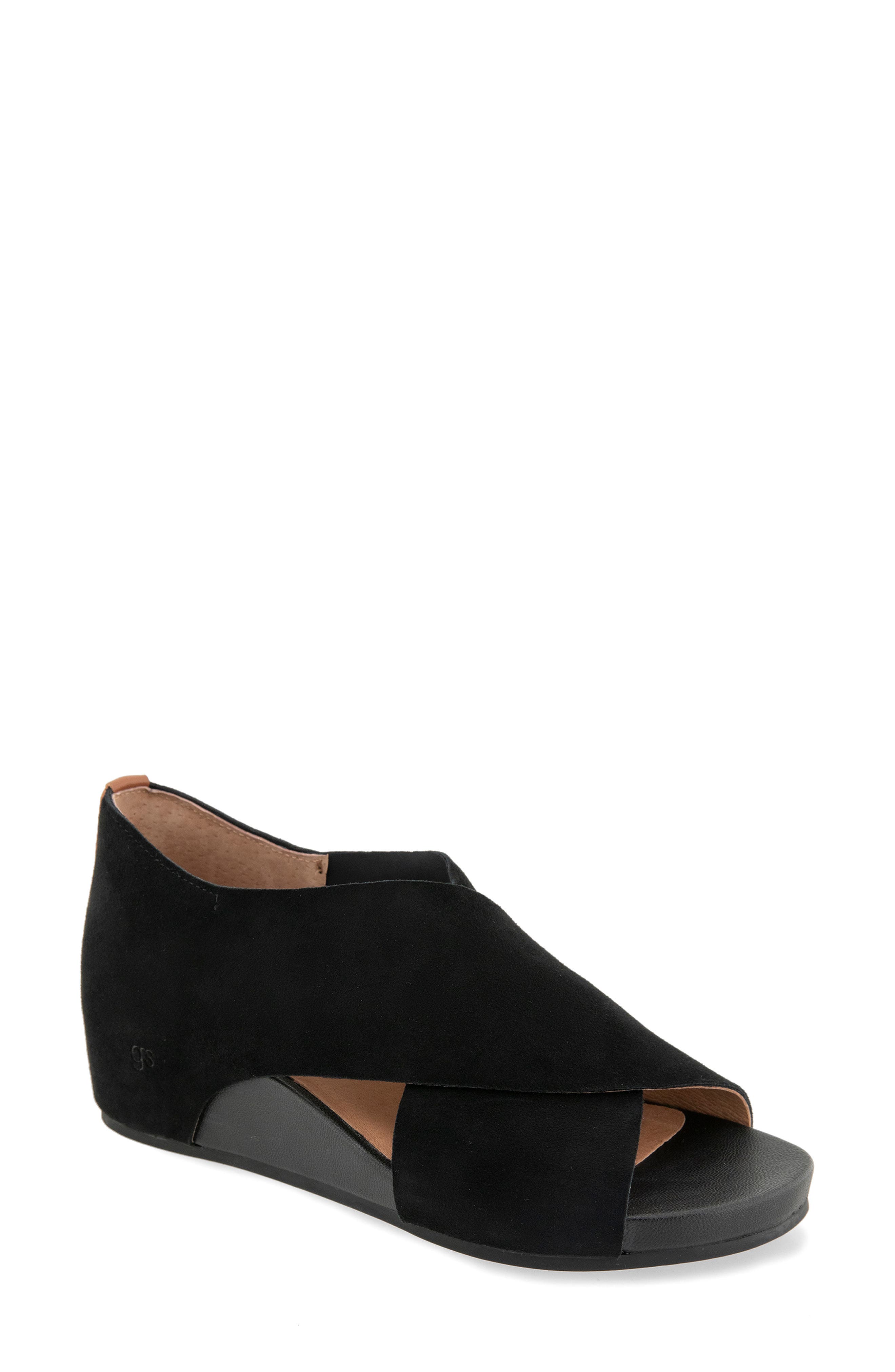 Gentle Souls Gainey Hidden Wedge Sandal, Main, color, Black Suede