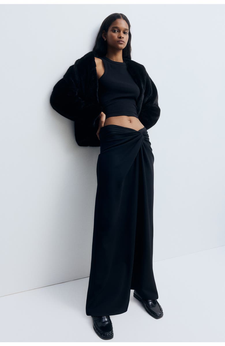 H&M Twisted-detail Trousers, Alternate, color, Black