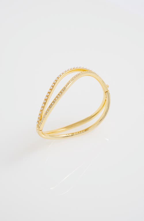 Ted Baker Wavie Faux Pearl & Crystal Hinged Bangle In Gold