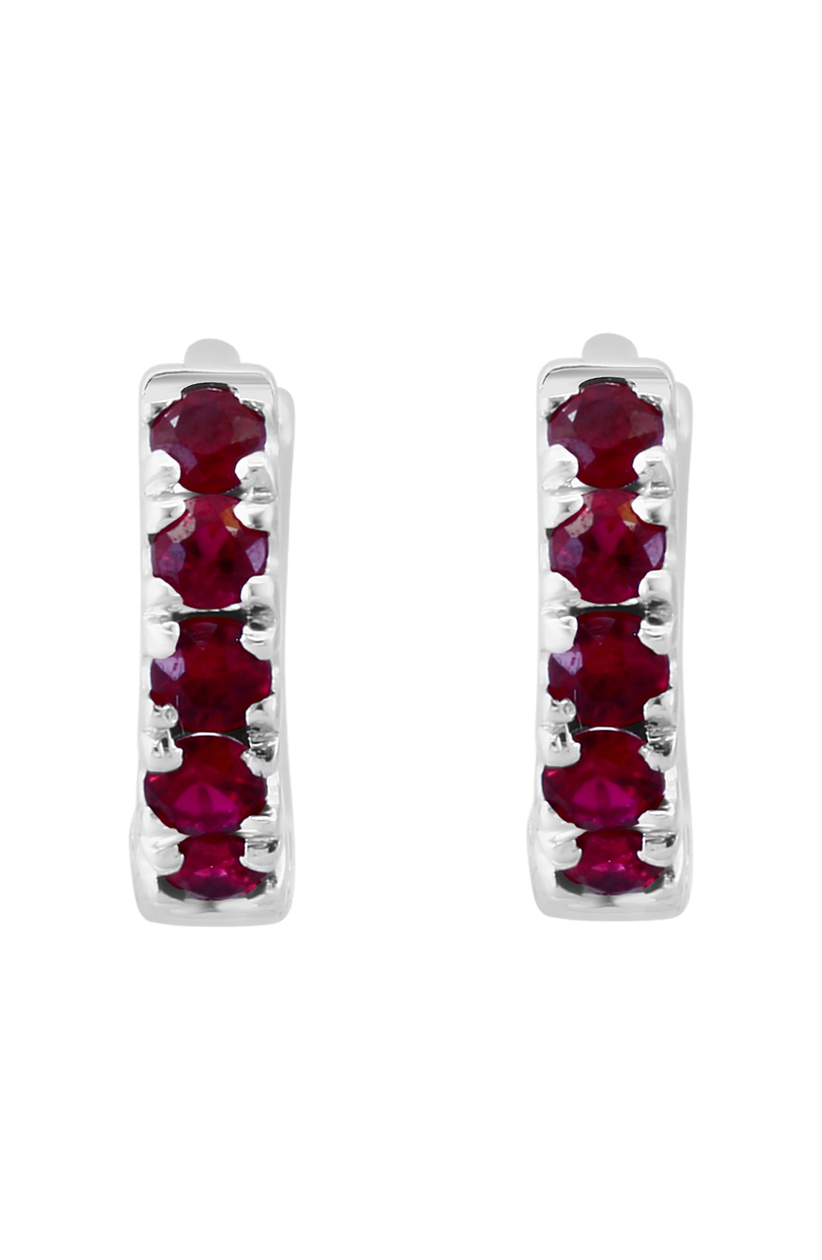 EFFY Sterling Silver Ruby Huggie Hoop Earrings (Women) | Nordstromrack