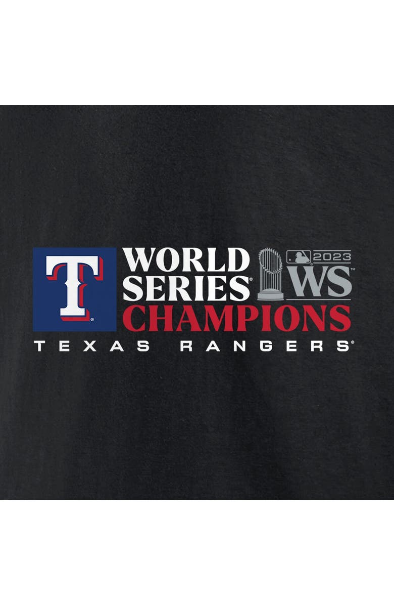 FANATICS Men's Fanatics Branded Black Texas Rangers 2023 World Series Champions Milestone Schedule T-Shirt, Alternate, color, 