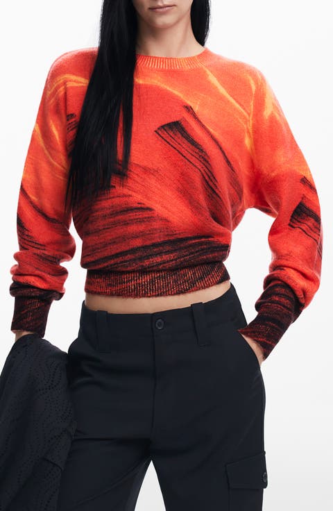 Vaughn Abstract Print Crewneck Sweater