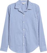 beachlunchlounge Lynden Embellished Stripe Cotton Blend Button-Up Shirt