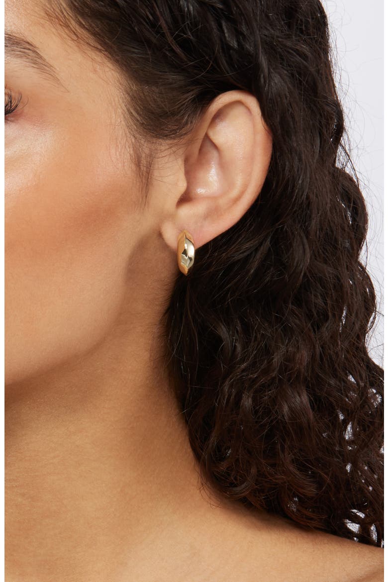 Mikki Huggie Hoop Earrings, Alternate, color, GOLD POLISHED METAL