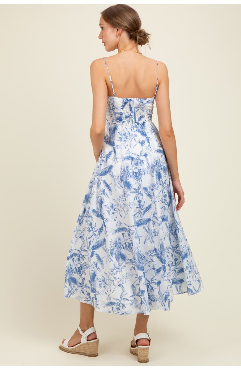 PinkBlush Spaghetti Strap Printed A-Line Midi Dress, Alternate, color, Blue