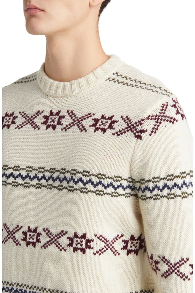 Norwegian Motif Wool Blend Sweater, Alternate, color, OFF WHITE