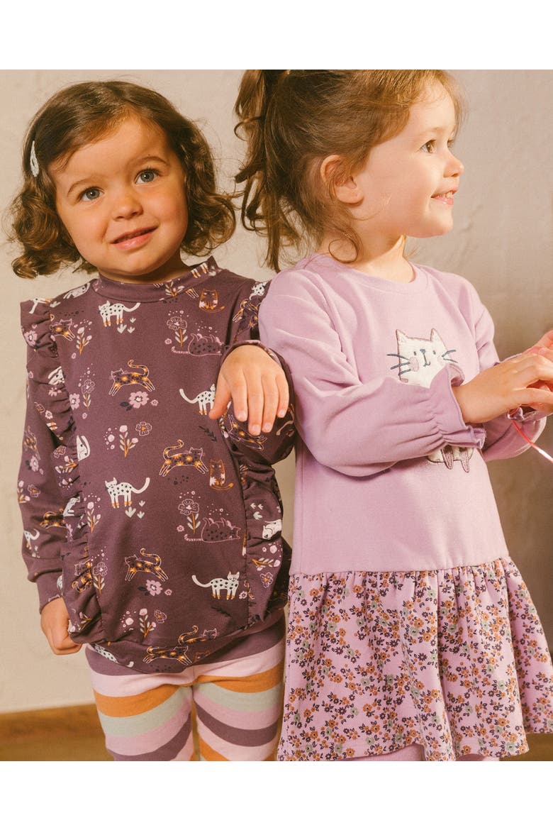 Girl's Super Soft Dress With Print Skirt Lilac Mini Flowers, Alternate, color, Printed Lilac Little Flowers