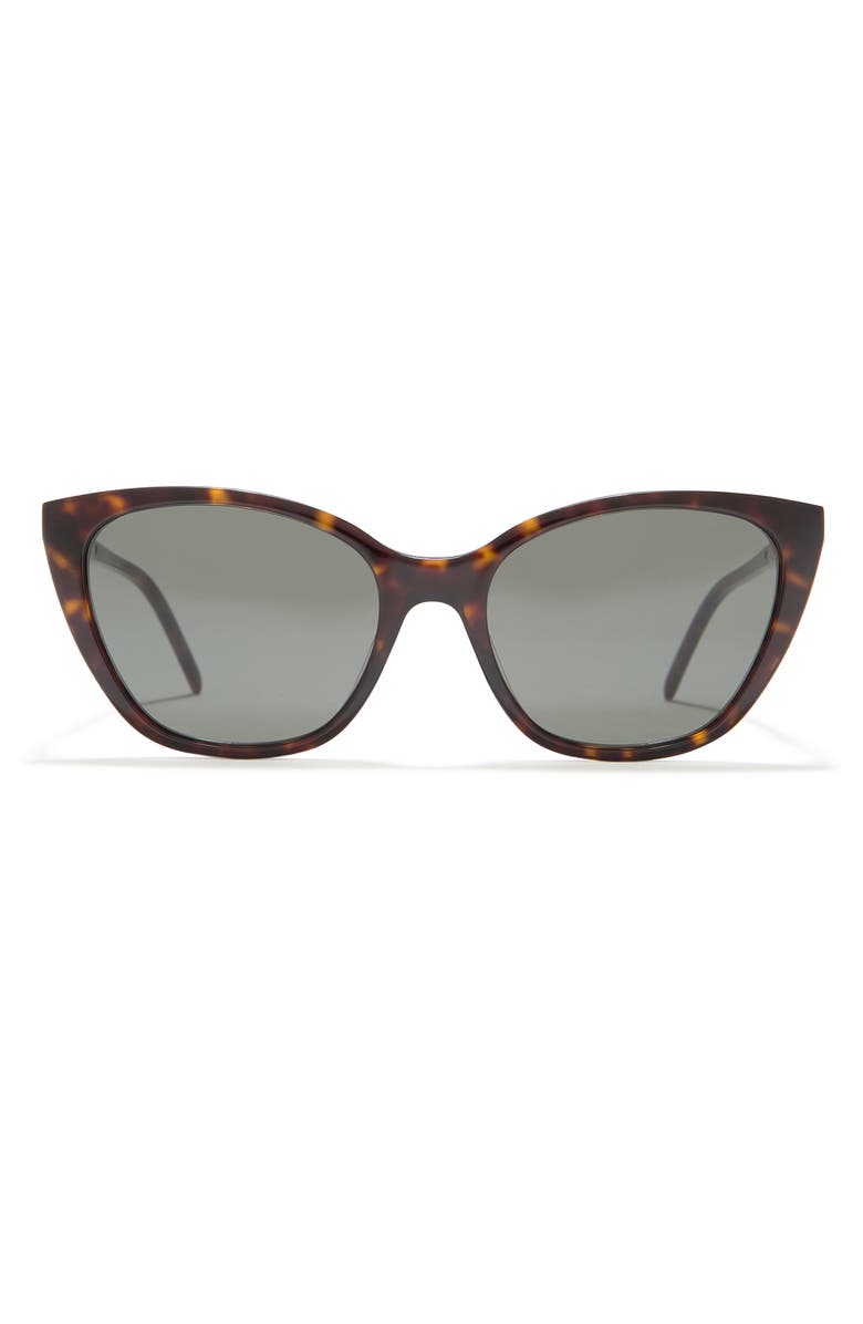 Saint Laurent 56mm Cat Eye Sunglasses, Main, color, Havana Silver Grey