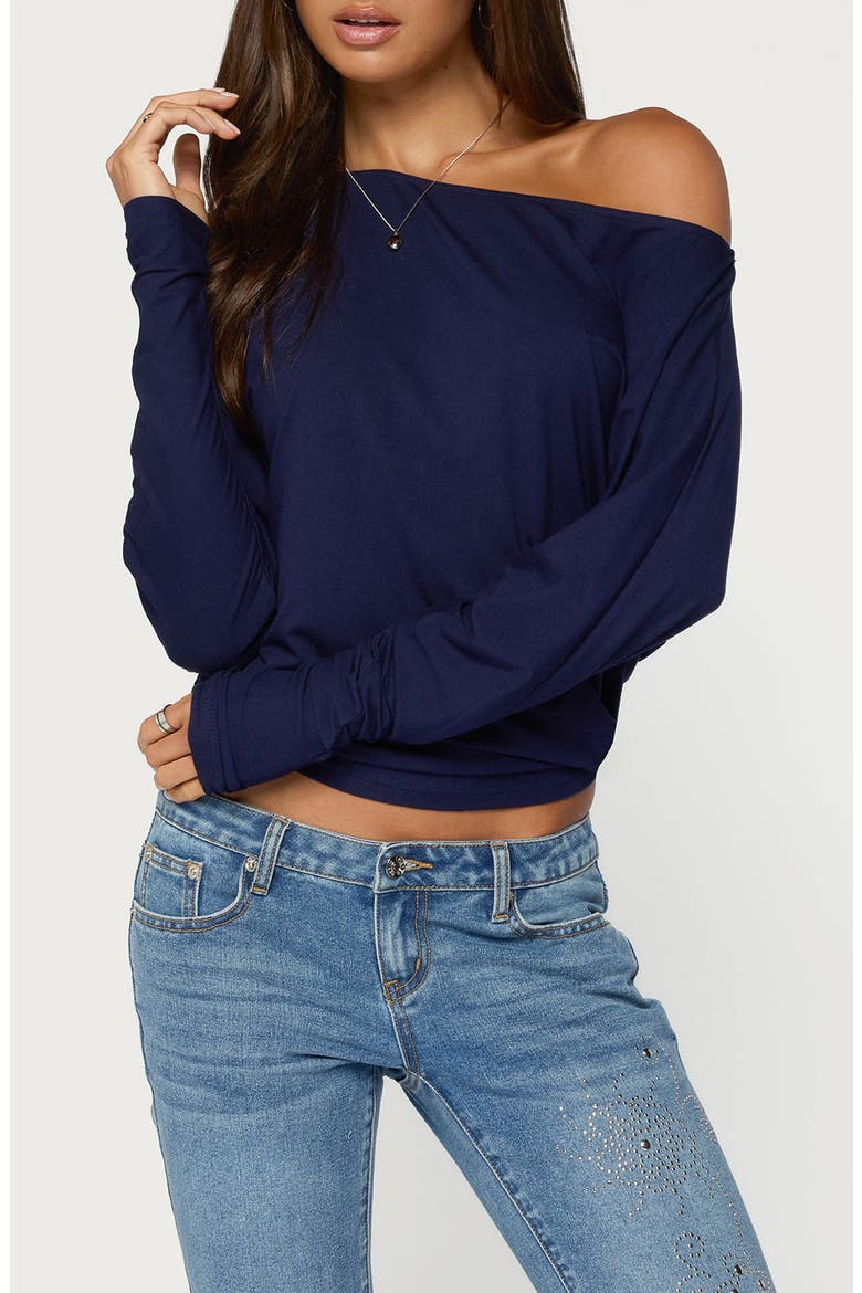Pazzy Off the Shoulder Top, Main, color, NAVY