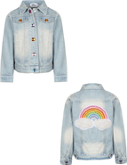 Lola + The Boys Rainbow Pearl Denim Jacket