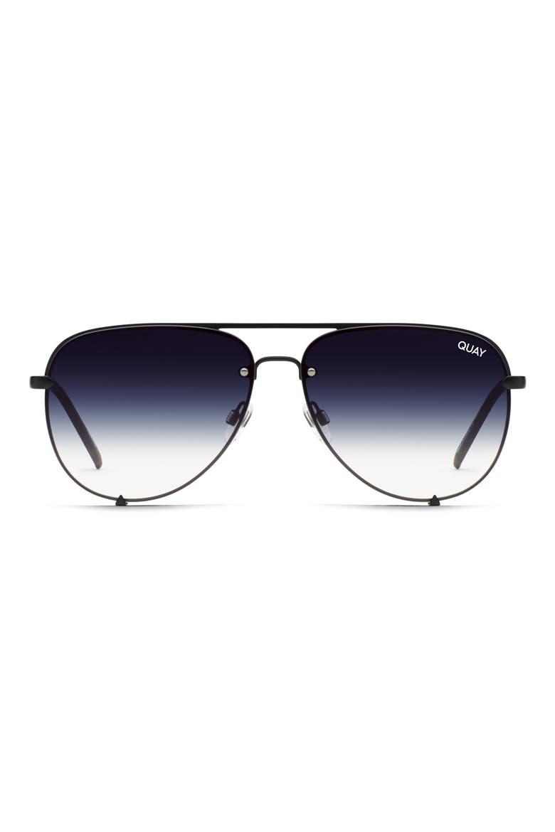 Australia High Key Mini 53mm Gradient Rimless Aviator Sunglasses, Main, color, MATTE BLACK / NAVY FADE LENS