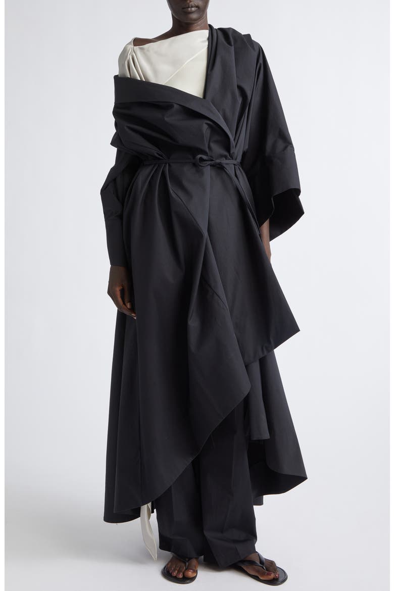 Hugo Starched Cotton Poplin Summer Cloak, Alternate, color, BLACK
