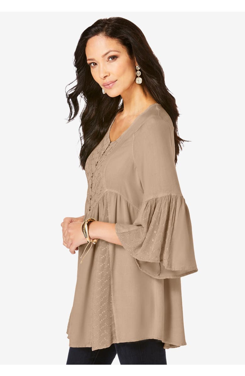 Roaman's Taylor Acid Wash Big Shirt, Alternate, color, New Khaki