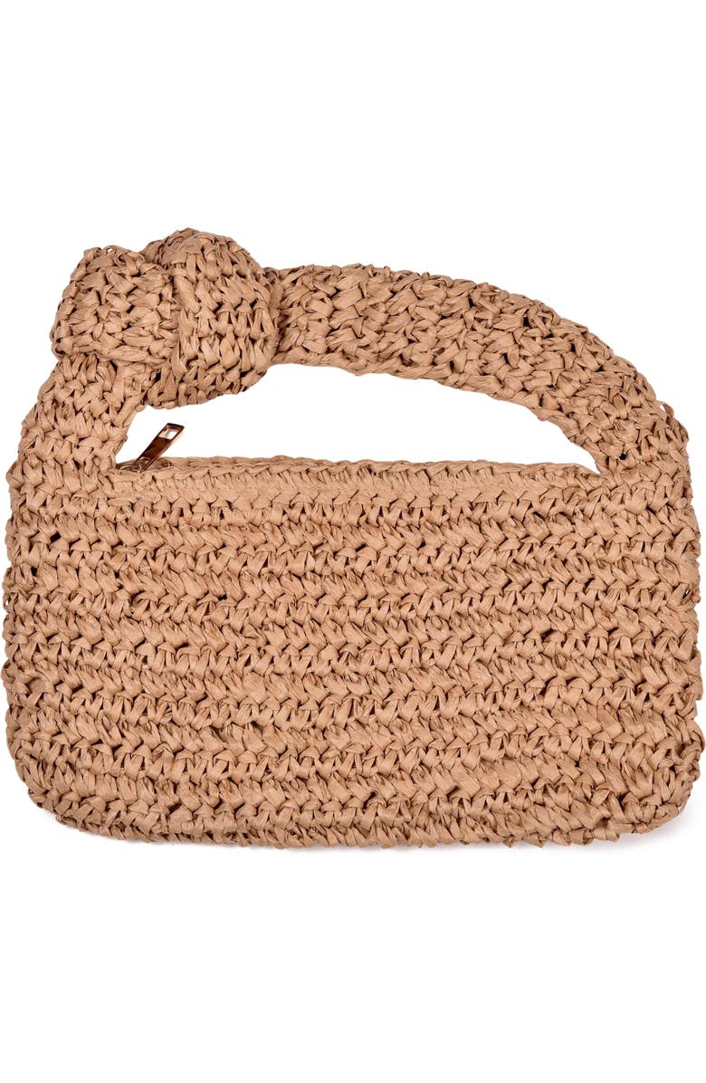 Adornia Raffia Knot Crescent Shoulder Bag, Main, color, Tan