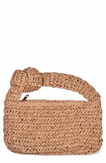 Adornia Raffia Knot Crescent Shoulder Bag