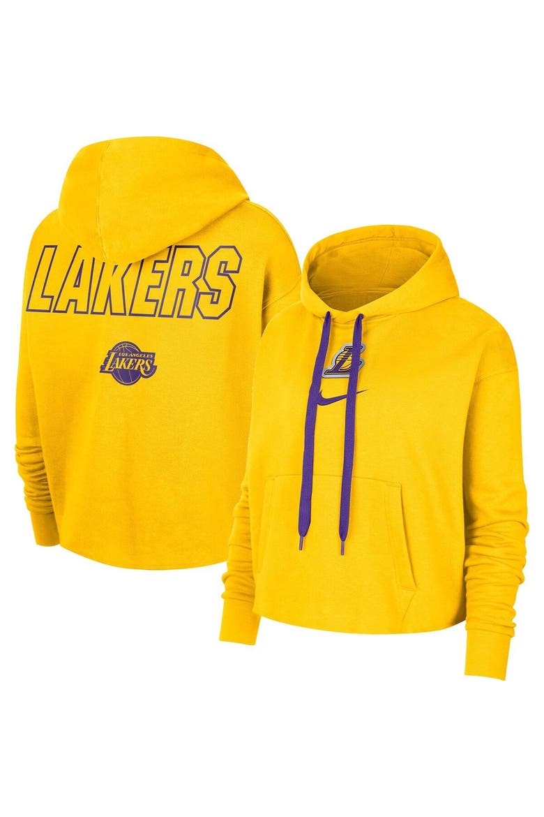 Women's Nike Gold Los Angeles Lakers Courtside Cropped Pullover Hoodie, Main, color, Gold