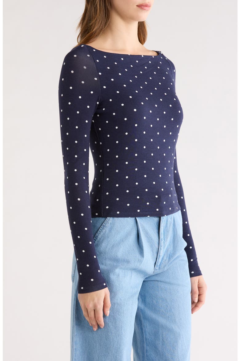 Shaina Polka Dot Long Sleeve Top, Alternate, color, WHITE/ NAVY