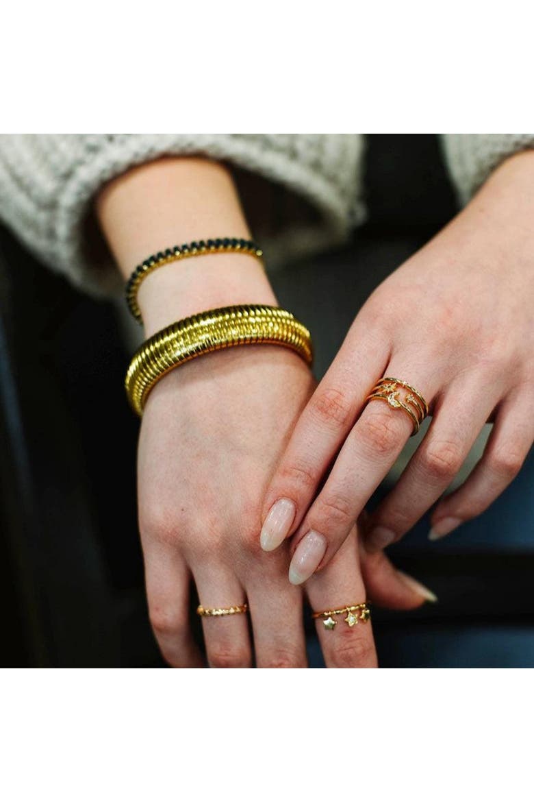 The Montclair Ribbed Bangle, Alternate, color, Gold
