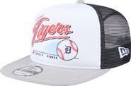 New Era Men's New Era White/Gray Detroit Tigers Retro Script Trucker 9FIFTY Snapback Hat