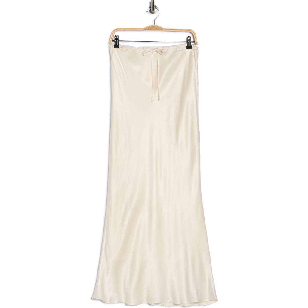 Wayf Drawstring Satin Skirt In White