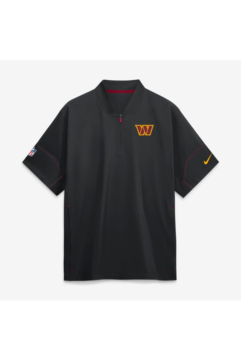 Men's Nike Black Washington Commanders Sideline Short Sleeve Quarter-Zip Coaches Jacket, Main, color, Black