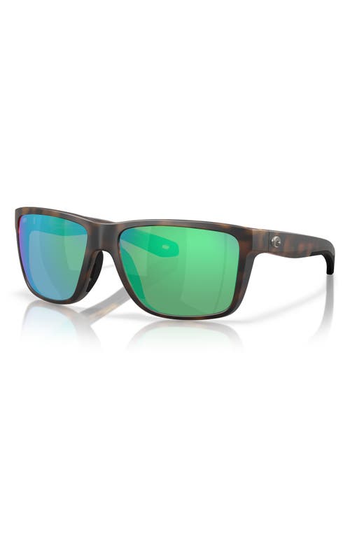 Costa Del Mar Broadbill Ii 58mm Polarized Rectangular Sunglasses In Matte Tortoise/green
