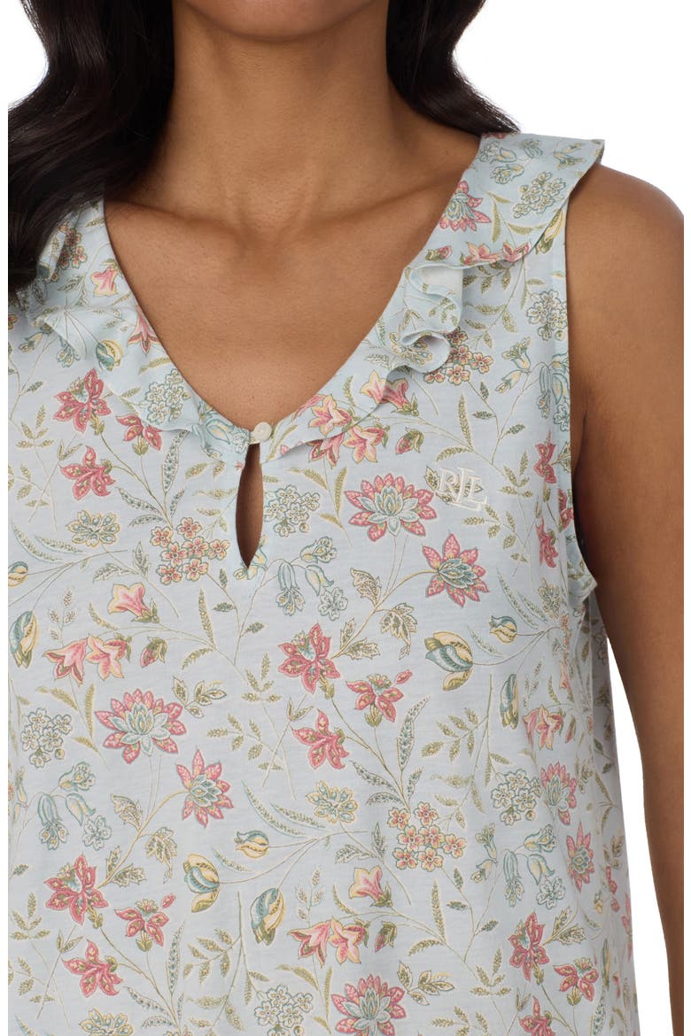 Ruffle Sleeveless Nightgown, Alternate, color, AQUA PRINT