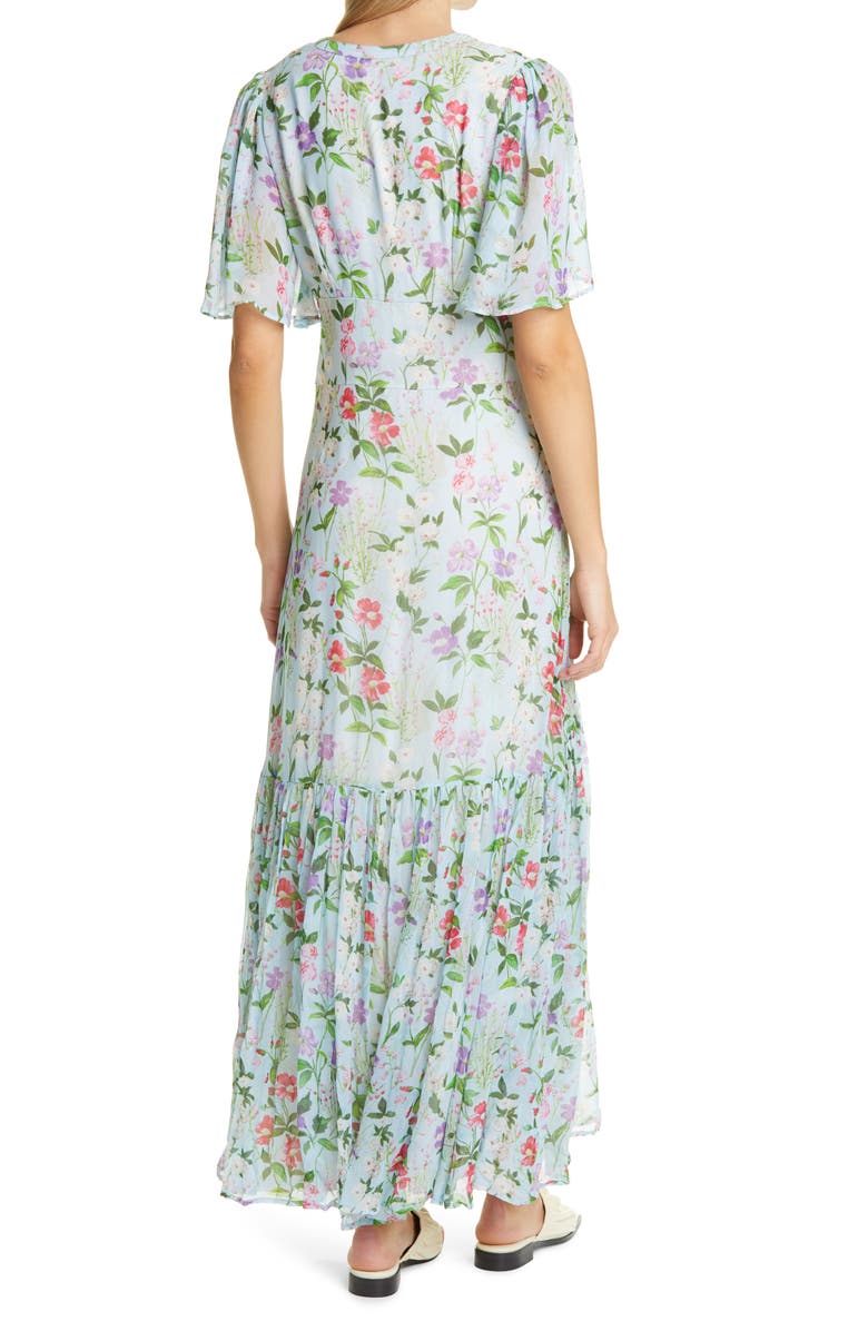 byTiMo Floral Flounce Hem Button Front Georgette Maxi Dress, Alternate, color, 