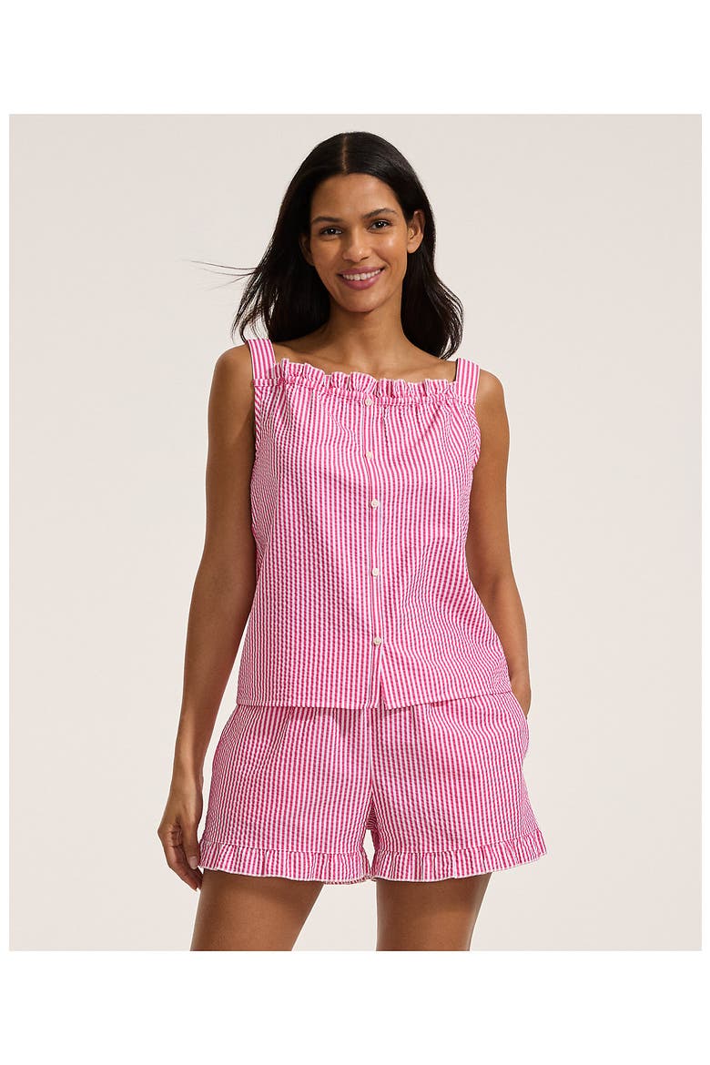 Seersucker 2 Piece Pajama Set - Tank and Shorts, Alternate, color, Hot Pink Pinstripe