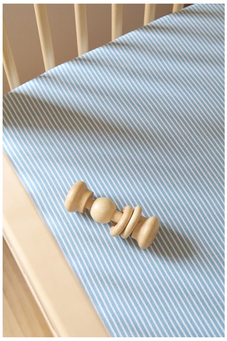 Organic Cotton Seersucker Crib Sheet, Alternate, color, MARINE BLUE