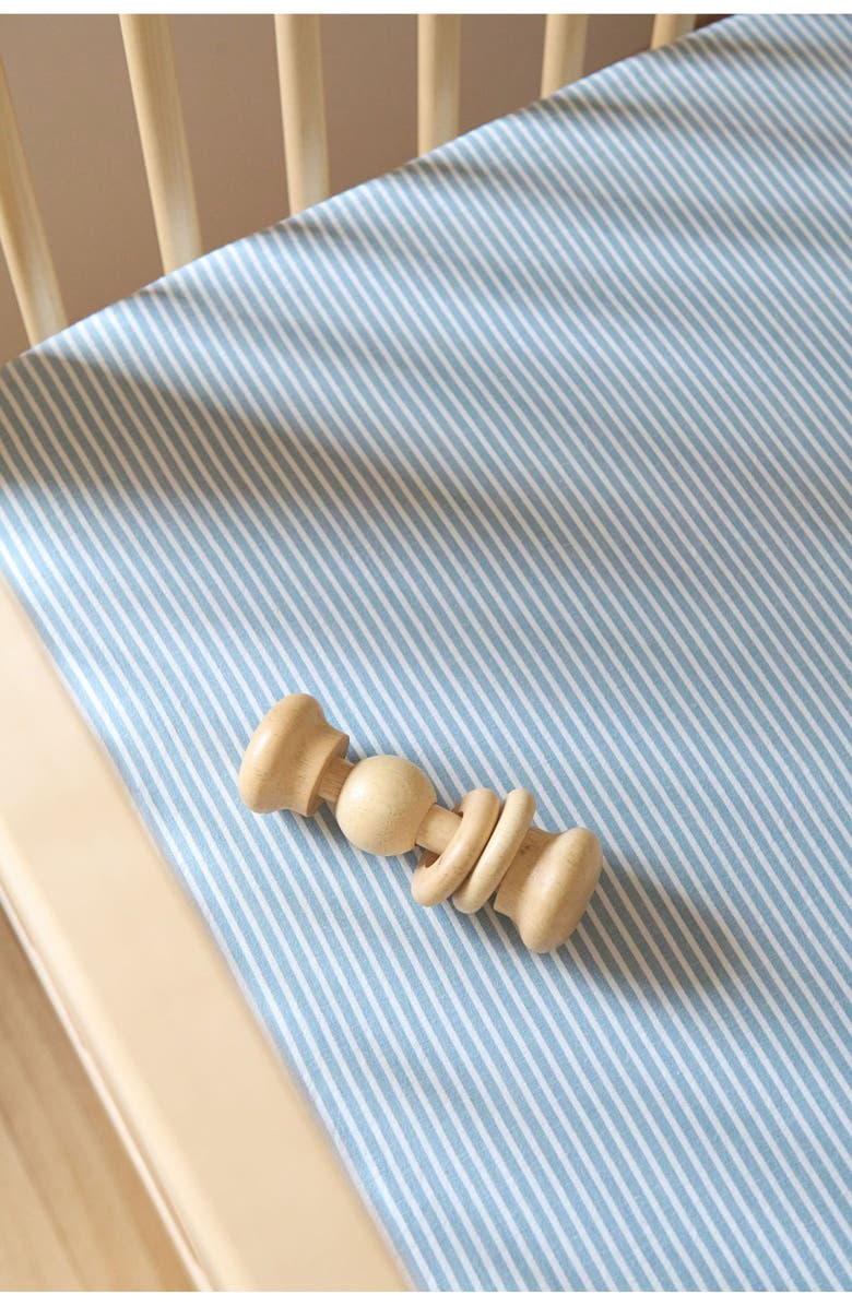 Pehr Organic Cotton Seersucker Crib Sheet, Alternate, color, Marine Blue