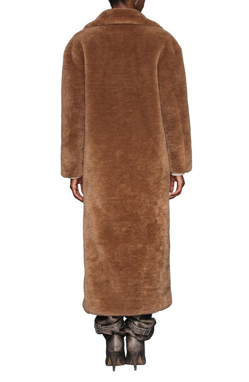Avec Les Filles Double Breasted Faux Fur Long Coat