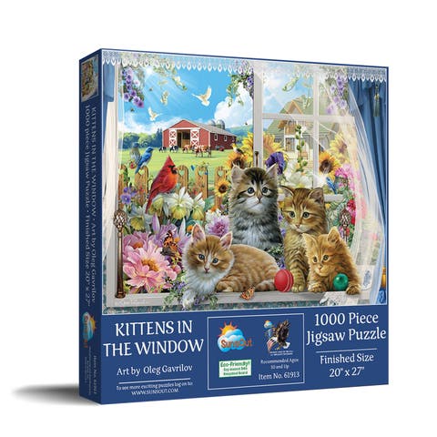 Kittens in the Window 1000 piece Jigsaw Puzzle for Adults
