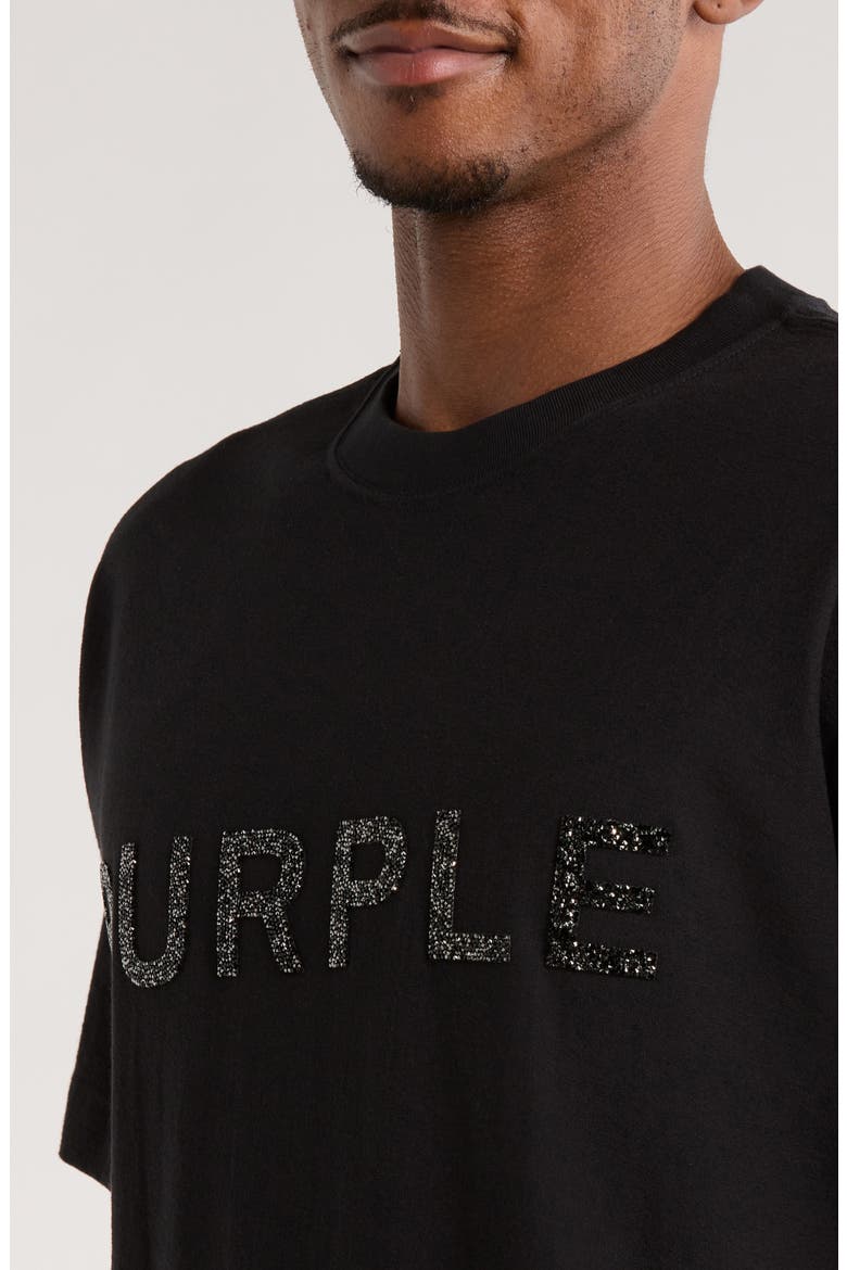 Embellished Cotton Graphic T-Shirt, Alternate, color, BLACK