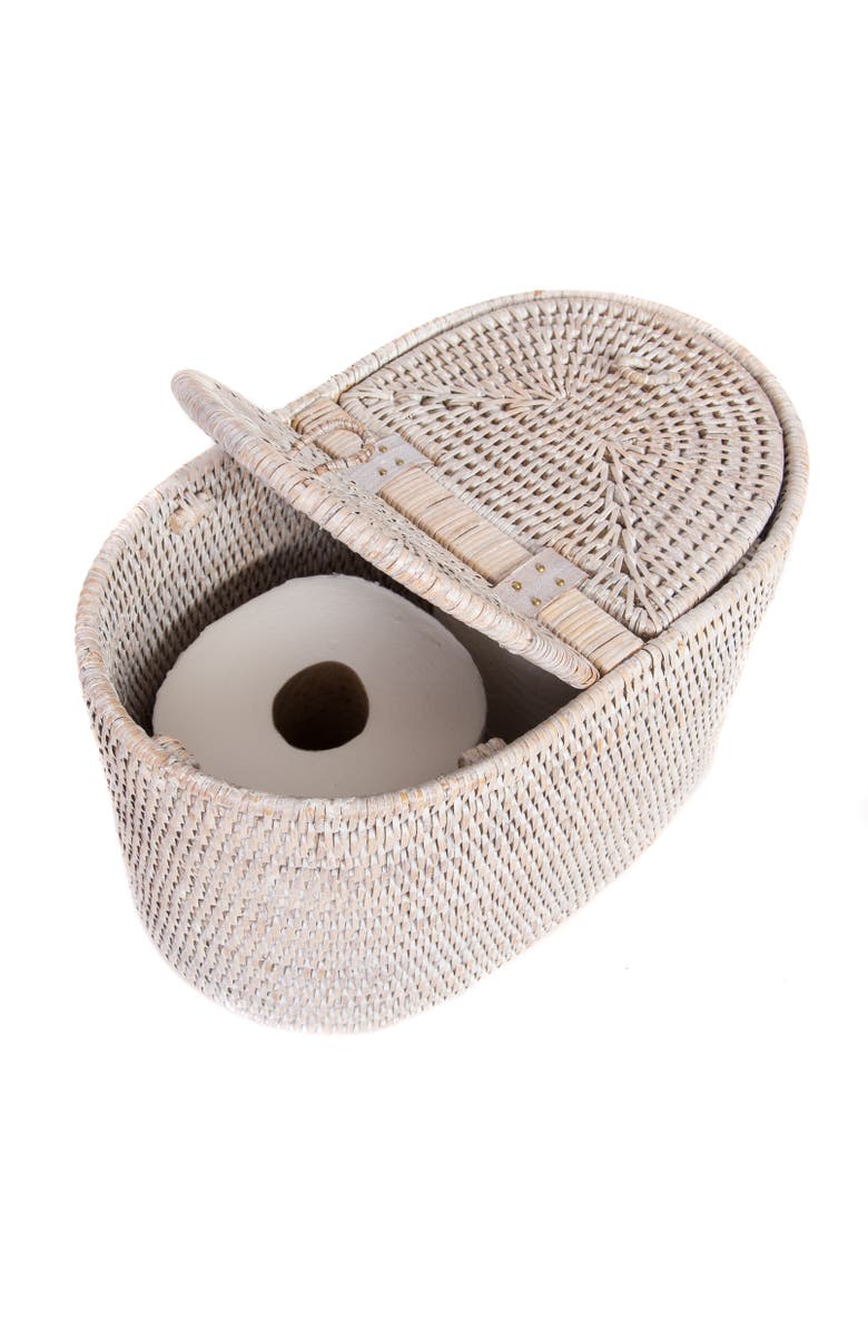 Artifacts Trading Company<sup>™</sup> Artifacts Rattan Oval Double Tissue Roll Box, Main, color, White Wash