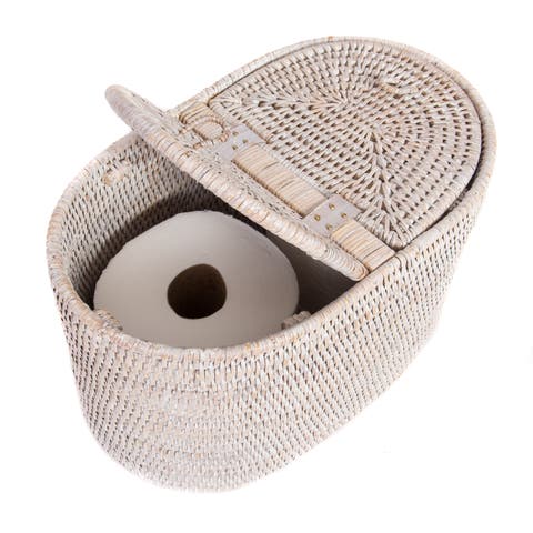 Artifacts Rattan Oval Double Tissue Roll Box