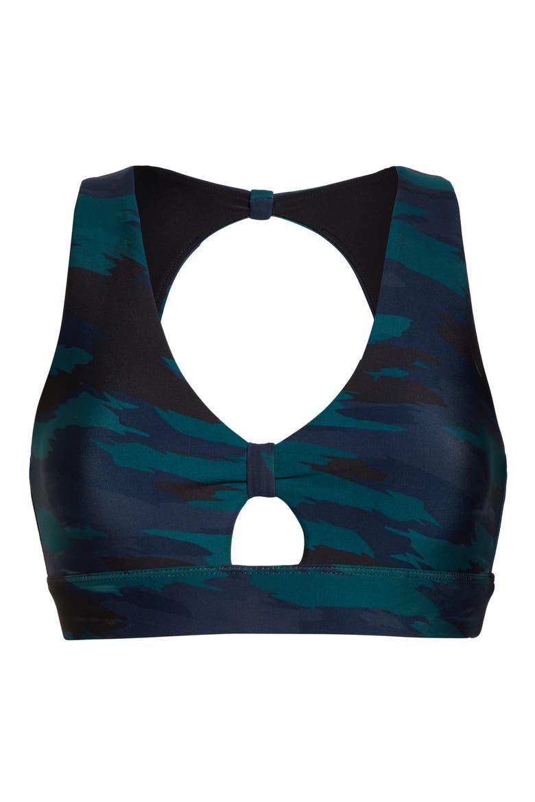 Knot Front Sports Bra, Alternate, color, CAMO