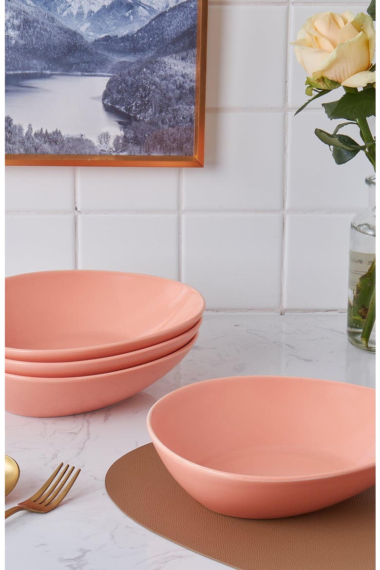 Delilah Porcelain 6-Piece Pasta Bowl Set, Alternate, color, Terracotta